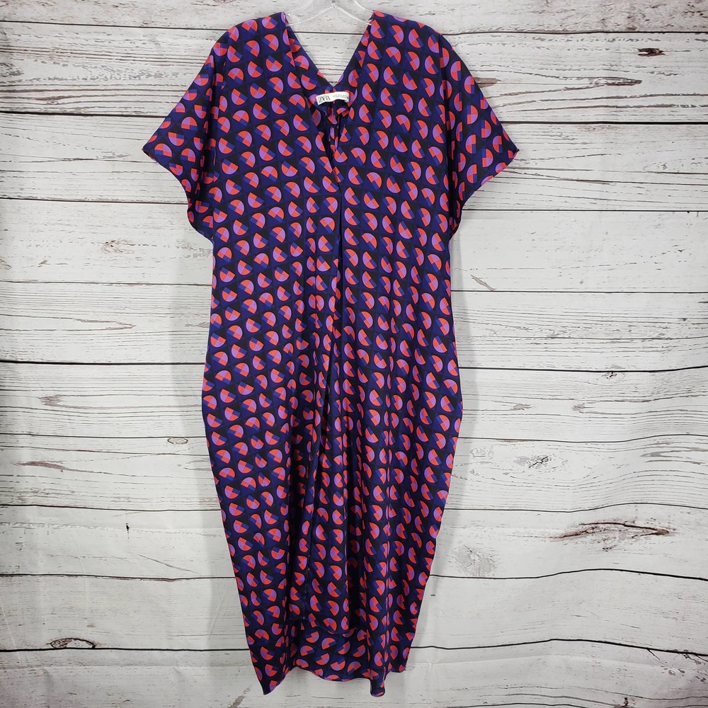 ZARA Multicolor Oversized Kaftan Midi Dress Size Medium